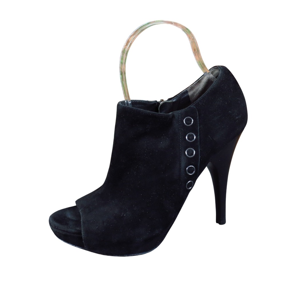Via Spiga Womens Peep Toe Platform Booties Size 7M Dress Evening Black Suede